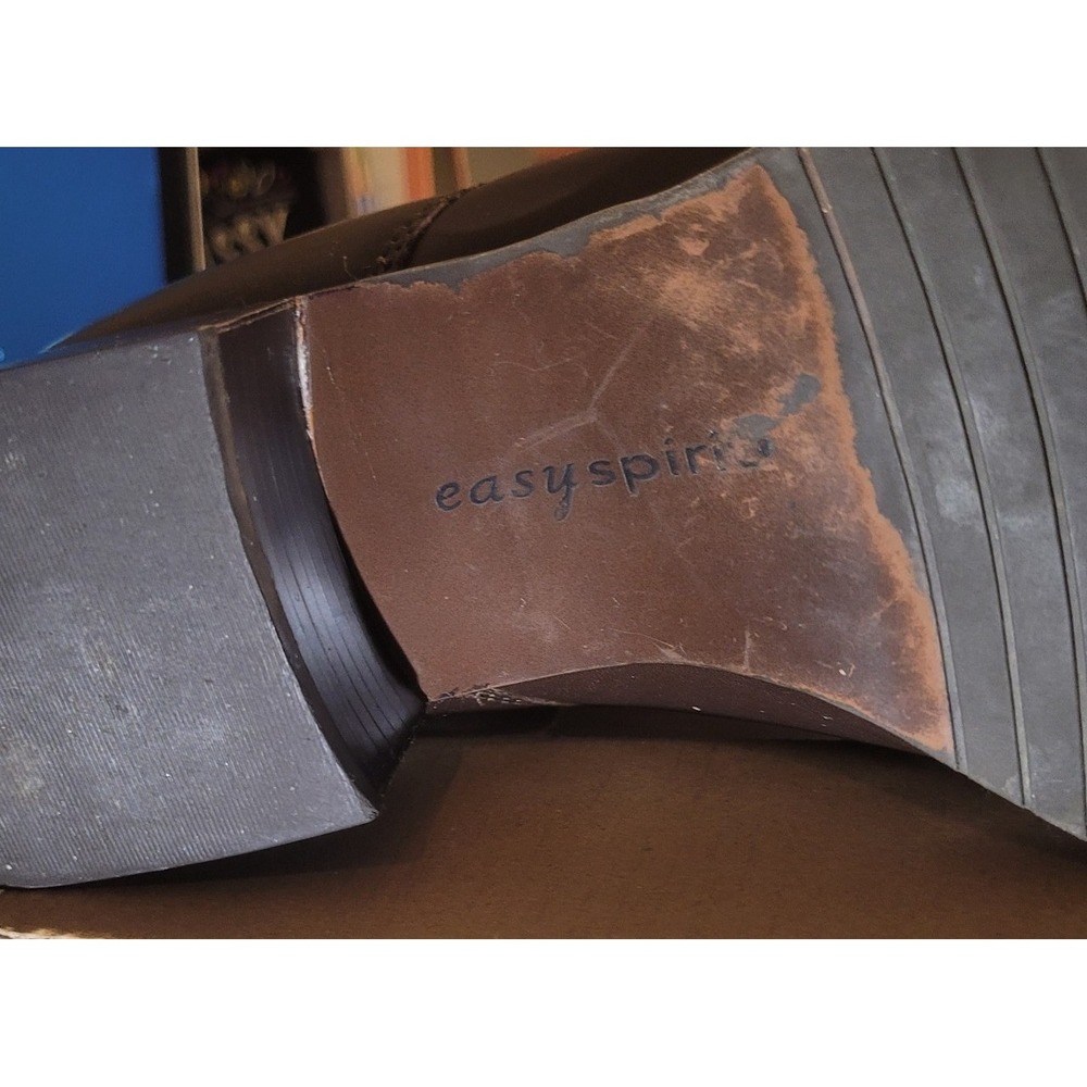 Easy Spirit Brown Leather Pixie Lace up Booties with block heels SZ 8.5 - Picture 6 of 9